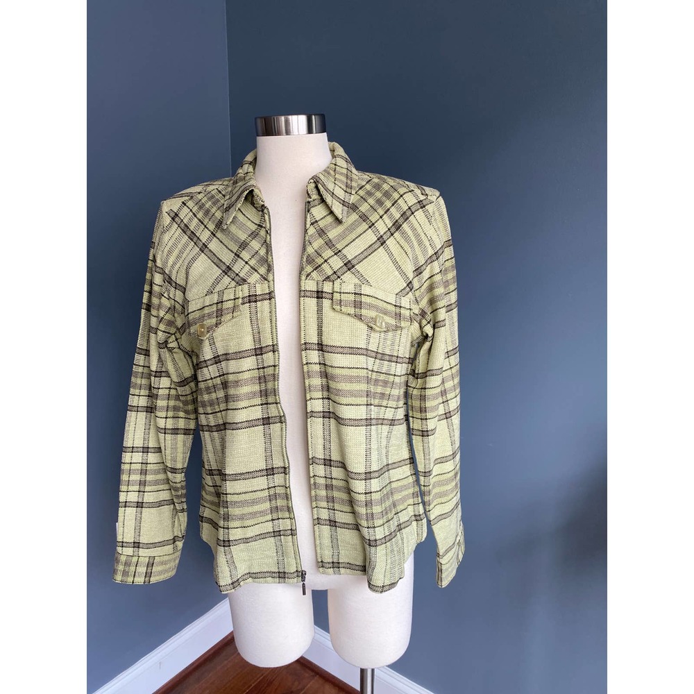 green/black plaid shacket/jacket, size M